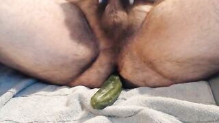 Fucking myself in the ass with a cucumber part 2 - I wish it was a dick. - 2 image
