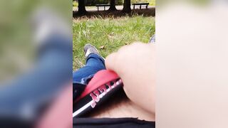 Ejaculation and risky exhibitionism in a park - 2 image
