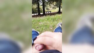 Ejaculation and risky exhibitionism in a park - 5 image