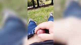 Ejaculation and risky exhibitionism in a park - 6 image