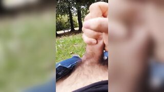 Ejaculation and risky exhibitionism in a park - 9 image