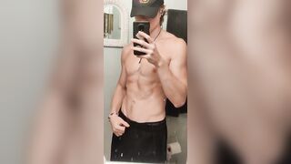 fit twink showing off in the mirror - 2 image