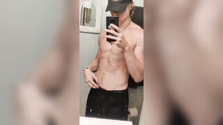 fit twink showing off in the mirror - 3 image