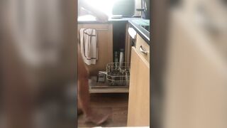 Empty my dishwasher NAKED and playing with my cock and wanking (housework naked) - 8 image
