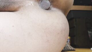 Japan teen fat boy showing big white ass and pucking for big black dildo. - 5 image