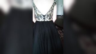 Girl's pretty homecoming gown shown off and cummed in - 6 image