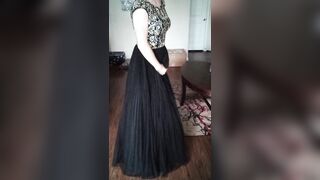 Girl's pretty homecoming gown shown off and cummed in - 8 image
