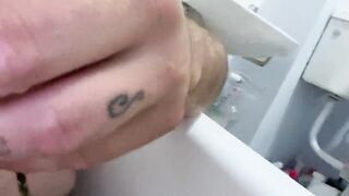 Cock and nipple bondage in the bath with hands free cumshot at the end - 4 image