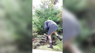 Gardener dad moving bushes - 4 image