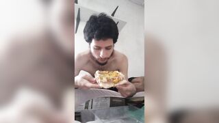 Watch my belly get stuffed on with large pizza - 6 image