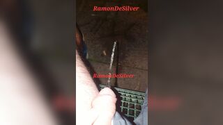 Master Ramon pisses off the park bench in his hot sexy sports shorts, totally awesome - 1 image
