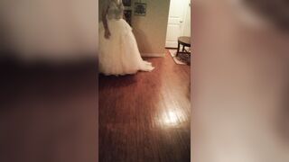 Wearing and cumming in newlywed bride's gorgeous poofy wedding gown - 3 image