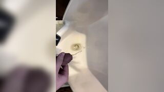 Pee with masturbation and cumshot in urinal - 1 image