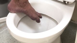 Foot in toilet and flush my foot (feet in toilet) (barefoot in toilet) - 5 image