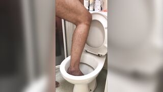 Foot in toilet and flush my foot (feet in toilet) (barefoot in toilet) - 6 image