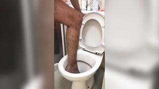 Foot in toilet and flush my foot (feet in toilet) (barefoot in toilet) - 7 image