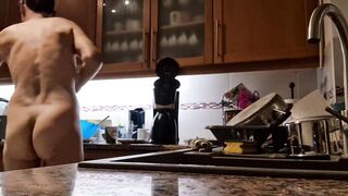 Smooth daddy caught naked in the kitchen pissing in the sink and preparing morning coffee - 5 image