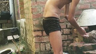Indian Boy Bathing and Washing And Showing Cock - 10 image