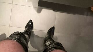 Cum on clear high heel mules - 1 image