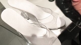 Cum on clear high heel mules - 5 image