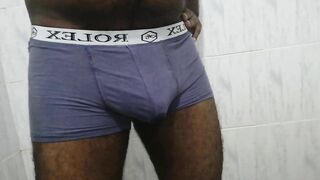 An Asian black boy pissing in his underwear - 7 image
