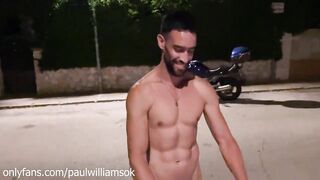 Perfect abs man walks naked around neighborhood at night - 10 image