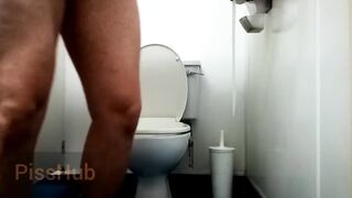 Almost Caught! Hung muscle wank in toilet - 5 image