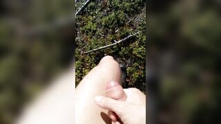 Naked berry picker shows off and jerks outdoor in the forest - 10 image