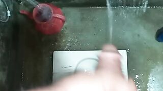 Pakistani guy in bathroom pissing stylish enjoy big cock handjob - 3 image
