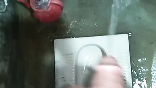 Pakistani guy in bathroom pissing stylish enjoy big cock handjob - 4 image