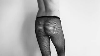 Sexy teen hot boy dance with only fishnets tease - 7 image