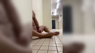 Totally naked in a public bathroom masturbating - 10 image