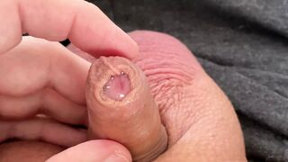 play with the foreskin of my juicy little cock - 1 image