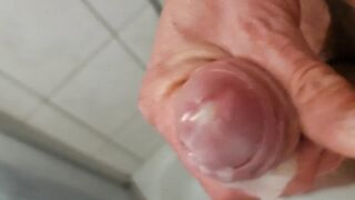 Close-up uncut cock masturbation, male squirting, peeing and creamy cumshot - 10 image