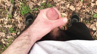 hairy wank and cum in the woods - 5 image