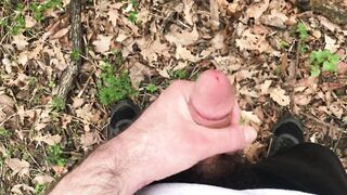 hairy wank and cum in the woods - 6 image