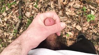 hairy wank and cum in the woods - 8 image