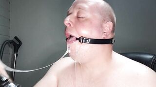Sloppy Deepthroat of 18 inch dildo with mouth gag ring - 7 image
