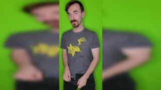 Just a guy in a Pikachu shirt showing off his cock. - 1 image