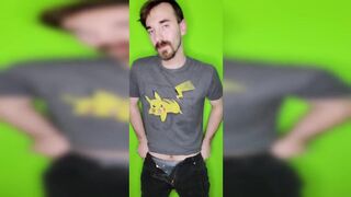 Just a guy in a Pikachu shirt showing off his cock. - 7 image