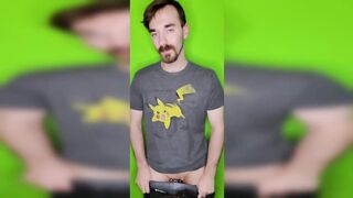Just a guy in a Pikachu shirt showing off his cock. - 8 image