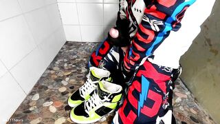 Mx blonde boy piss in his shoes and cum on it - 5 image