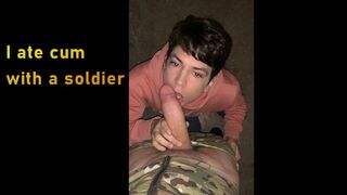 Sucking a huge dick from a soldier in the unit. cum in my mouth - 1 image