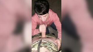 Sucking a huge dick from a soldier in the unit. cum in my mouth - 4 image