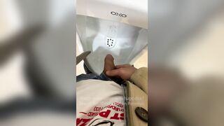 Jerk off a guy's dick in a public toilet. risky - 2 image