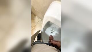 Jerk off a guy's dick in a public toilet. risky - 3 image