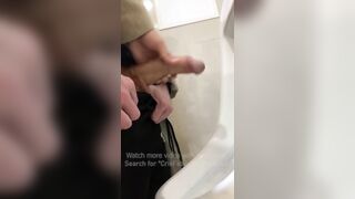 Jerk off a guy's dick in a public toilet. risky - 5 image