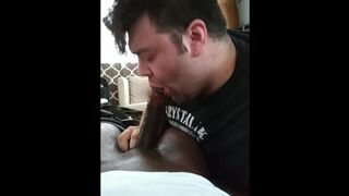 College guy sucking his roomate while other roomate is in class - 1 image