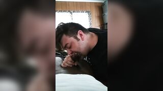 College guy sucking his roomate while other roomate is in class - 2 image