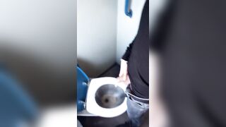 Piss with low hanging balls on the train toilet - 7 image